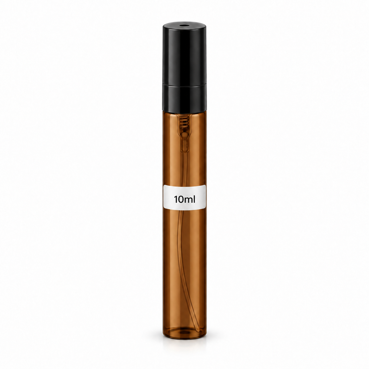 Luxe Perfume Decants 10 ml amber atomizer with black cap and volume label