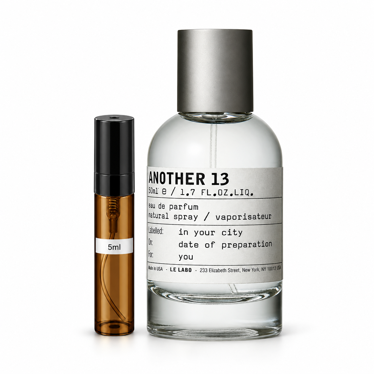 Another 13 Perfume Decant — original bottle shown beside a decant; full-size bottle not included